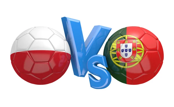 Fußballwettbewerb zwischen den Nationalmannschaften Polens und Portugals, 3D-Darstellung — Stockfoto