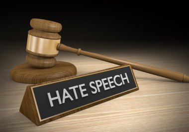 Laws against hate speech and other inciteful language, 3D rendering clipart