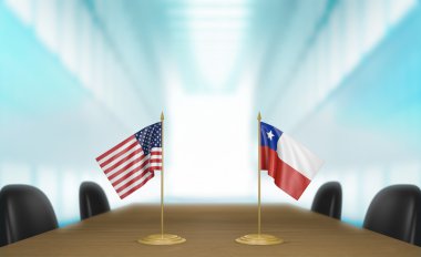 Amerika Birleşik Devletleri ve Şili ilişkileri ve ticaret görüşmeleri, 3d render başa çıkmak