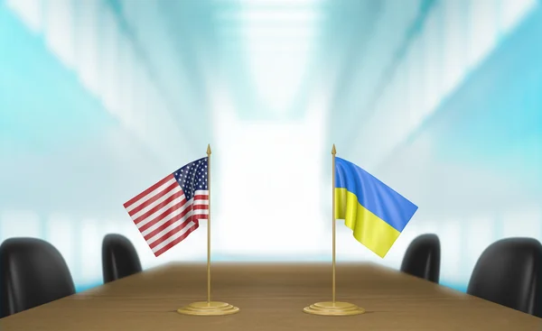 United States and Ukraine relations and trade deal talks, 3D rendering — Stock Photo, Image