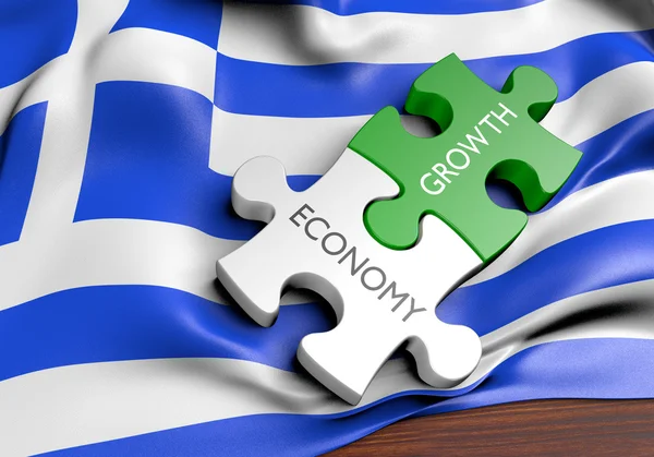 Grèce économie et croissance des marchés financiers concept, rendu 3D — Photo