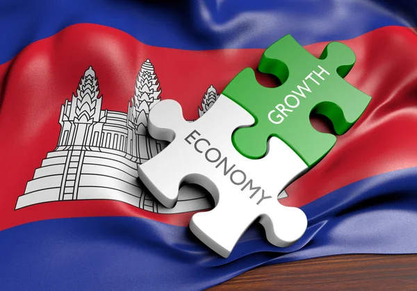 Концепция роста экономики Камбоджи и финансового рынка, 3D рендеринг — стоковое фото