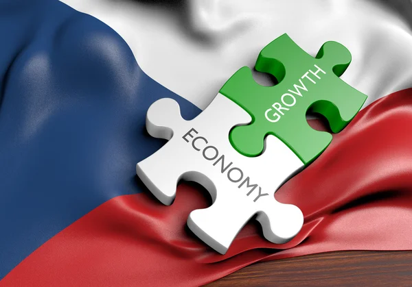 Концепция роста экономики Чехии и финансового рынка, 3D рендеринг — стоковое фото