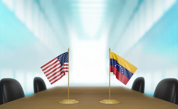アメリカ合衆国、ベネズエラの関係と貿易取引交渉、3 d レンダリング — ストック写真
