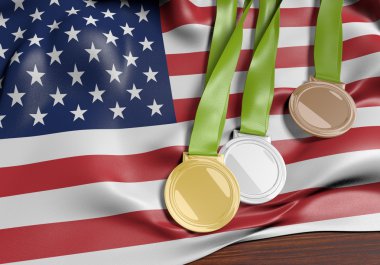 Amerika Birleşik Devletleri ve 2016 Yaz oyunları spor rekabet madalya, 3d render