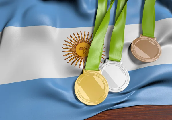 Argentina y 2016 juegos de verano competiciones deportivas medallas, renderizado 3D —  Fotos de Stock