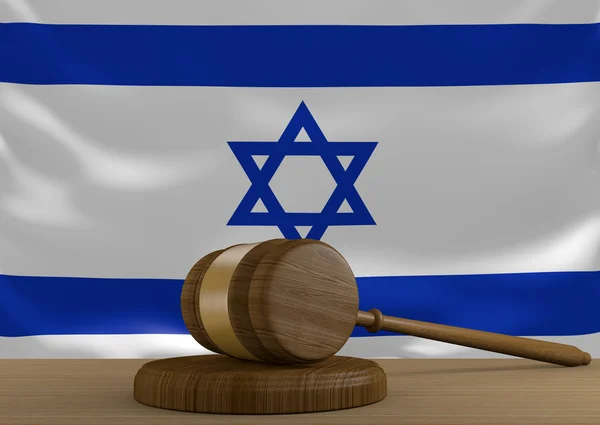 Israël recht en rechter rechtssysteem met nationale vlag, 3D-rendering — Stockfoto