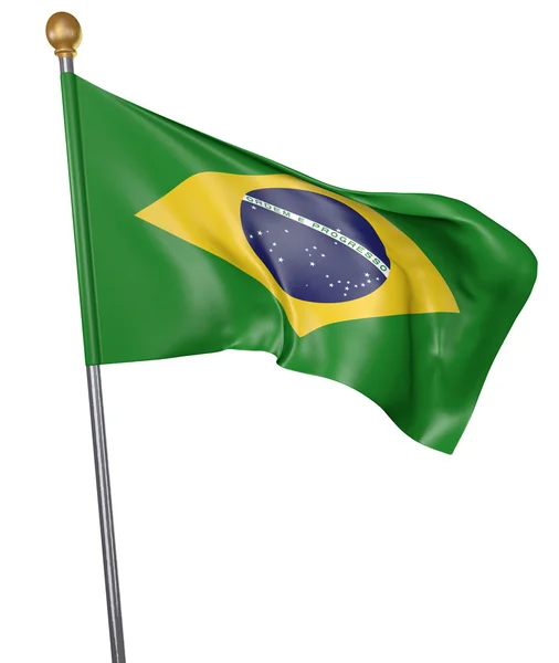 Nationale vlag voor land van Brazilië geïsoleerd op een witte achtergrond, 3D-rendering — Stockfoto