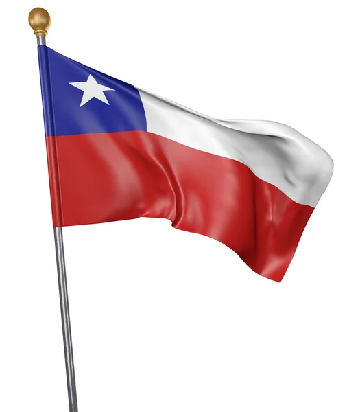 Bandeira nacional para o país do Chile isolado em fundo branco, renderização 3D — Fotografia de Stock