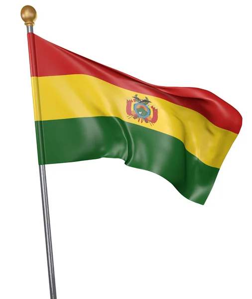 Státní vlajka pro země Bolívie izolovaných na bílém pozadí, 3d vykreslování — Stock fotografie