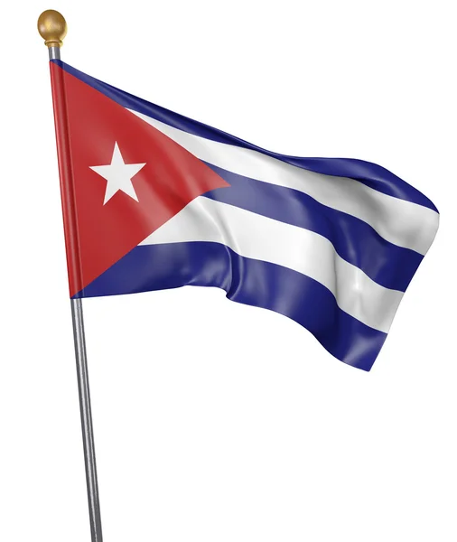 Az ország elszigetelt fehér háttér, 3d rendering Kuba zászlaja — Stock Fotó