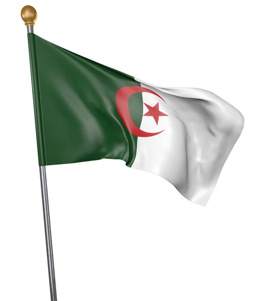 Flagga för land av Algeriet isolerad på vit bakgrund, 3d-rendering — Stockfoto