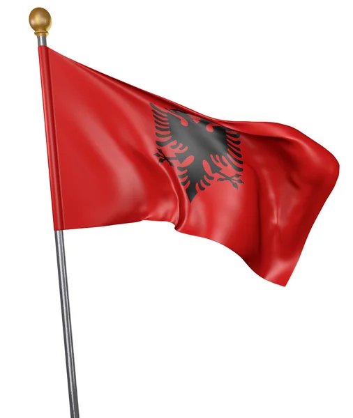 Bandera nacional para el país de Albania aislada sobre fondo blanco, representación 3D — Foto de Stock