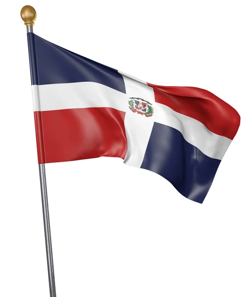 Bandera nacional para país de República Dominicana aislada sobre fondo blanco, representación 3D — Foto de Stock