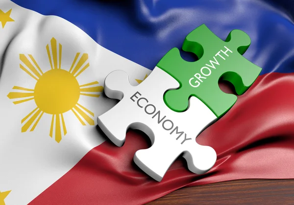 Filipíny ekonomiky a finančních trhů růst koncepce, vykreslování 3d objektů — Stock fotografie