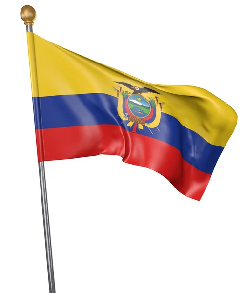 Bandera nacional para país de Ecuador aislada sobre fondo blanco, representación 3D —  Fotos de Stock