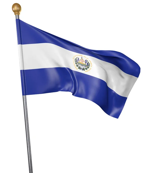 Bandera nacional para país de El Salvador aislada sobre fondo blanco, representación 3D — Foto de Stock