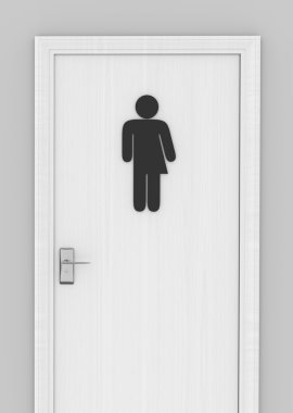 Transgender public restroom door with a gender neutral person icon, 3D rendering clipart