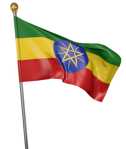 Bandeira nacional para o país da Etiópia isolada em fundo branco, renderização 3D — Fotografia de Stock