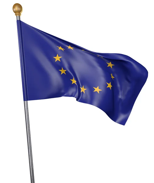 Az Európai Unió elszigetelt fehér háttér, 3d rendering zászló — Stock Fotó