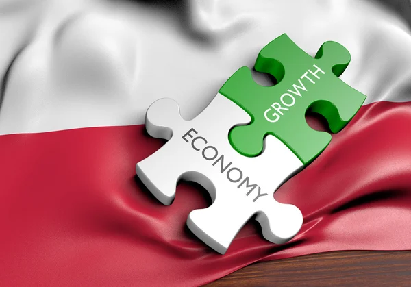 Концепция роста экономики и финансового рынка Польши, 3D рендеринг — стоковое фото