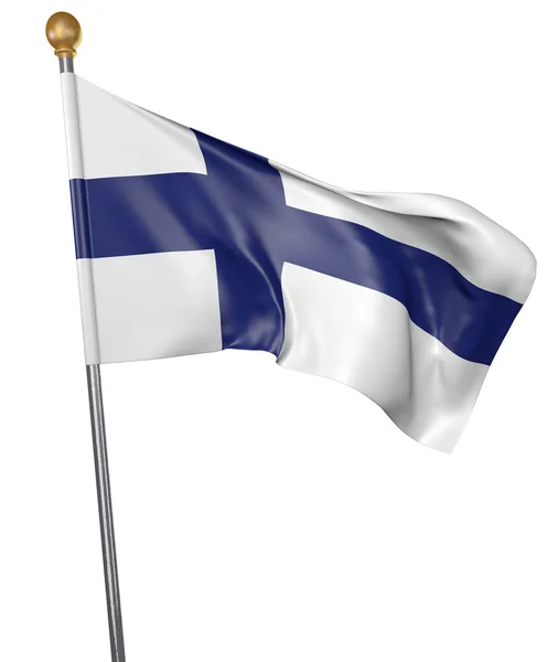 Flaga narodowa dla kraju z Finlandii na białym tle na białym tle, renderowania 3d — Zdjęcie stockowe