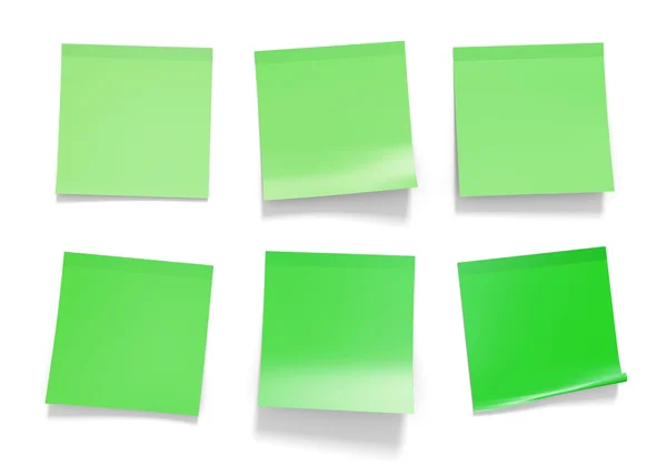 미리 알림 및 중요 한 정보, 3 차원 렌더링에 대 한 녹색 사무실 스티커 메모 세트 — 스톡 사진