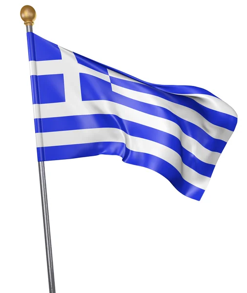 Drapeau national pour le pays de Grèce isolé sur fond blanc, rendu 3D — Photo