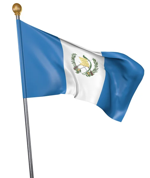 Bandera nacional para país de Guatemala aislada sobre fondo blanco, representación 3D — Foto de Stock