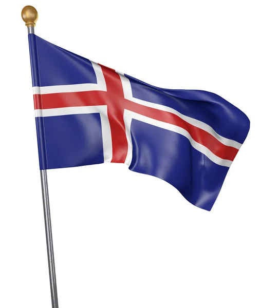 National flag for country of Iceland isolated on white background, 3D rendering — Stock Photo, Image