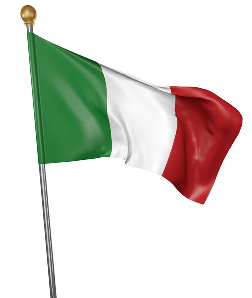 Bandiera nazionale per l'Italia isolata su sfondo bianco, rendering 3D — Foto Stock