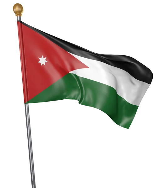 Государственный флаг Иордании изолирован на белом фоне, 3D рендеринг — стоковое фото