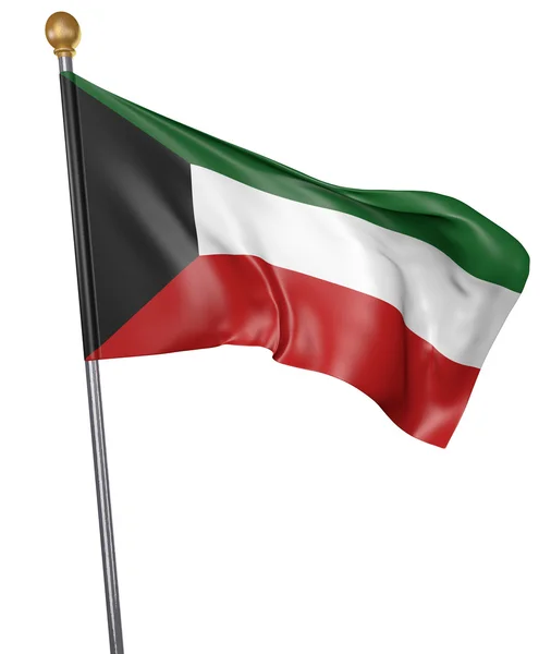 Nationale vlag voor land van Koeweit geïsoleerd op een witte achtergrond, 3D-rendering — Stockfoto