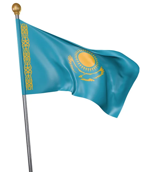 National flag for country of Kazakhstan isolated on white background, 3D rendering — Stock Photo, Image