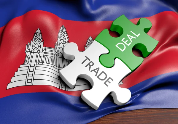 Торговые сделки Cambodia и концепция международной торговли, 3D рендеринг — стоковое фото