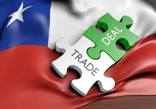 Торговые сделки в Чили и концепция международной торговли, 3D рендеринг — стоковое фото