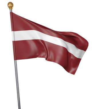 Beyaz arka plan üzerinde 3d render izole Letonya ülke için ulusal bayrak