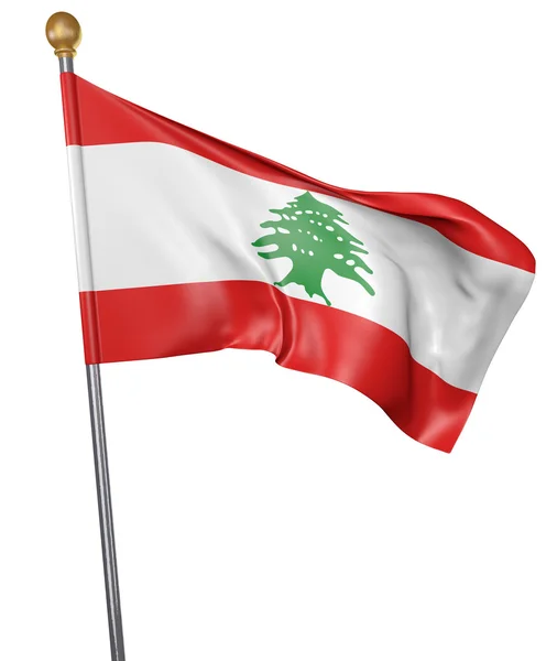 Drapeau national pour le pays du Liban isolé sur fond blanc, rendu 3D — Photo