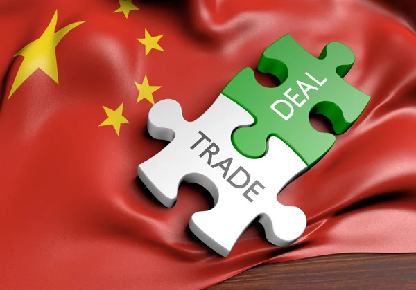 Торговые сделки Китая и концепция международной торговли, 3D-рендеринг — стоковое фото