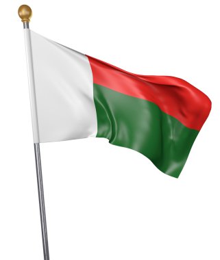 Beyaz arka plan üzerinde 3d render izole Madagaskar ülkesi için ulusal bayrak