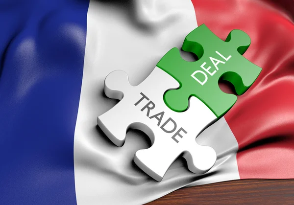 França negócios comerciais e conceito de comércio internacional, renderização 3D — Fotografia de Stock