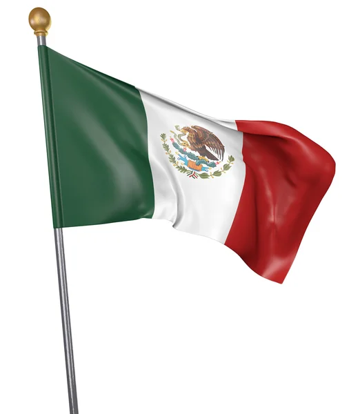 白い背景に、3 d レンダリングに分離されたメキシコの国の国旗 — ストック写真