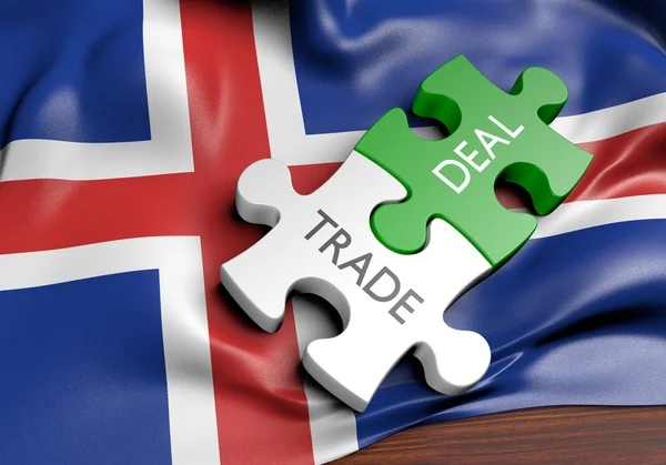 Торговые сделки Исландии и концепция международной торговли, 3D-рендеринг — стоковое фото
