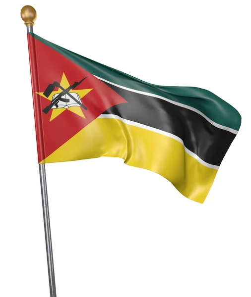 Národní vlajka pro Mosambický stát izolovaná na bílém pozadí, prostorové vykreslování — Stock fotografie