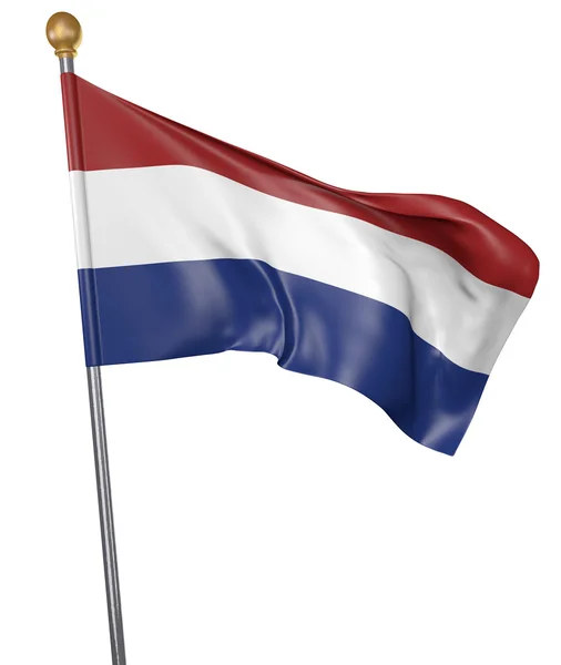 National flag for country of Netherlands isolated on white background, 3D rendering — Stock Photo, Image