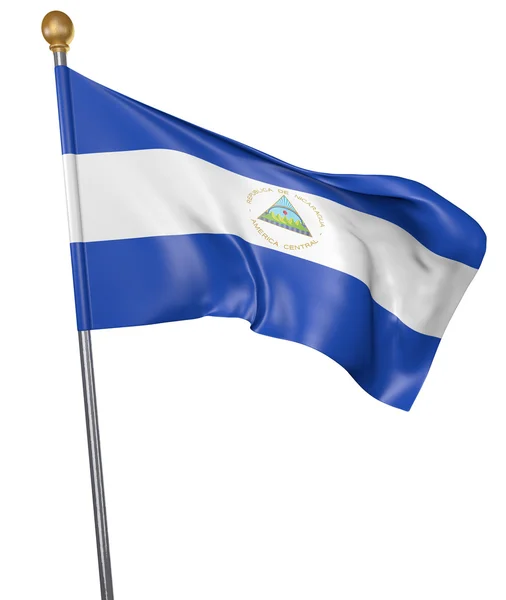 National flag for country of Nicaragua isolated on white background, 3D rendering — Stock Photo, Image