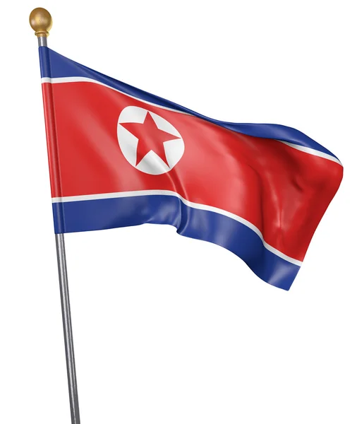 Bandera nacional para el país de Corea del Norte aislada sobre fondo blanco, representación 3D —  Fotos de Stock