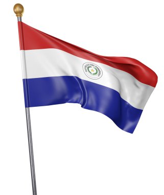 Beyaz arka plan üzerinde 3d render izole Paraguay ülke için ulusal bayrak