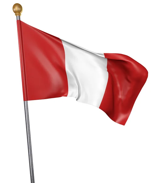 Bandeira nacional para o país do Peru isolado em fundo branco, renderização 3D — Fotografia de Stock