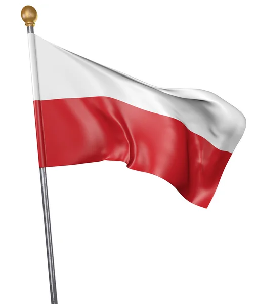 Nationalflagge für das Land Polen isoliert auf weißem Hintergrund, 3D-Darstellung — Stockfoto